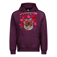 Mauve Wine valentine's day  pug Urban Hoodie - RanaPortraitStore