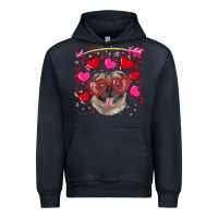Navy valentine's day  pug Urban Hoodie - RanaPortraitStore