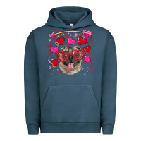 Pigment Midnight Navy valentine's day  pug Urban Hoodie - RanaPortraitStore