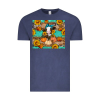 Vintage Denim Cow fall pumpkin Vintage Tee - Artiststas