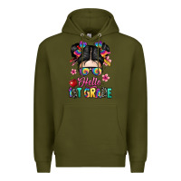Army Green hello first grade Premium Hoodie - texasbilliewilder
