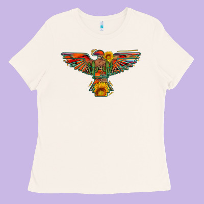 Thunderbird  Wild Soul With Sunflower Serape Aztec Ladies Tee Designed By Artiststas