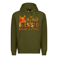 Army Green thankful blessed and kind of a mess Premium Hoodie - Zillion Design Studio