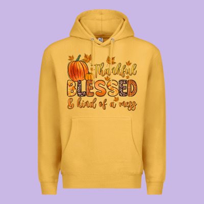 Thankful Blessed And Kind Of A Mess Premium Hoodie Designed By Zillion Design Studio