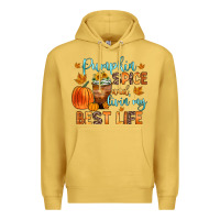 Antique Gold pumpkin spice and livin  my best life Premium Hoodie - Zillion Design Studio