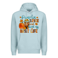 Blue Mist pumpkin spice and livin  my best life Premium Hoodie - Zillion Design Studio