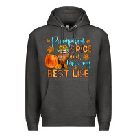 Charcoal Heather pumpkin spice and livin  my best life Premium Hoodie - Zillion Design Studio