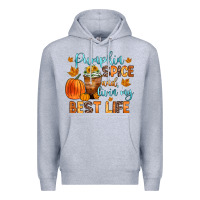Heather Grey pumpkin spice and livin  my best life Premium Hoodie - Zillion Design Studio