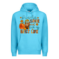 Ocean Blue pumpkin spice and livin  my best life Premium Hoodie - Zillion Design Studio
