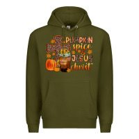 Army Green pumpkin spice and jesus christ Premium Hoodie - Zillion Design Studio