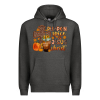 Charcoal Heather pumpkin spice and jesus christ Premium Hoodie - Zillion Design Studio
