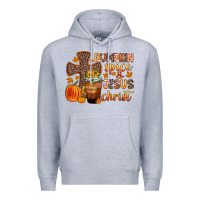 Heather Grey pumpkin spice and jesus christ Premium Hoodie - Zillion Design Studio