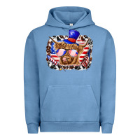 Pigment Pebble Blue 4th of july cow Urban Hoodie - texasbilliewilder