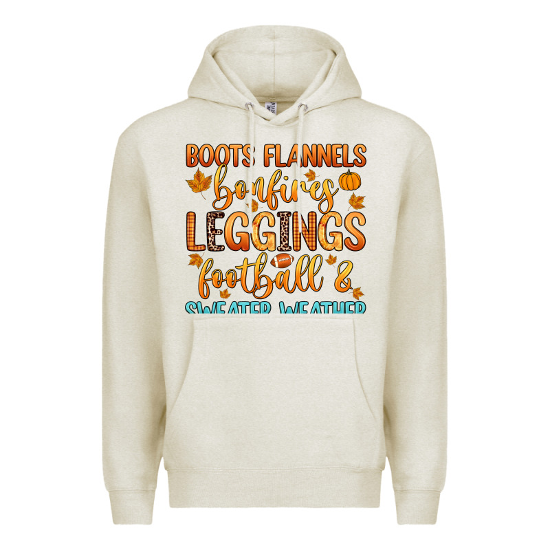 Boots Flannels Bonfires Leggins Football Premium Hoodie by Zillion Design Studio | Teevron