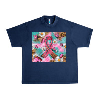 Navy Breast Cancer Ribbon Stethoscope Urban Heavy Tee - Artiststas