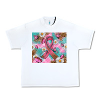 White Breast Cancer Ribbon Stethoscope Urban Heavy Tee - Artiststas