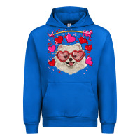 Cobalt valentine's day white pomeranian Urban Hoodie - RanaPortraitStore