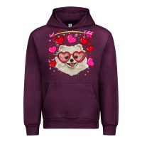Mauve Wine valentine's day white pomeranian Urban Hoodie - RanaPortraitStore