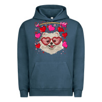 Pigment Midnight Navy valentine's day white pomeranian Urban Hoodie - RanaPortraitStore