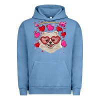 Pigment Pebble Blue valentine's day white pomeranian Urban Hoodie - RanaPortraitStore