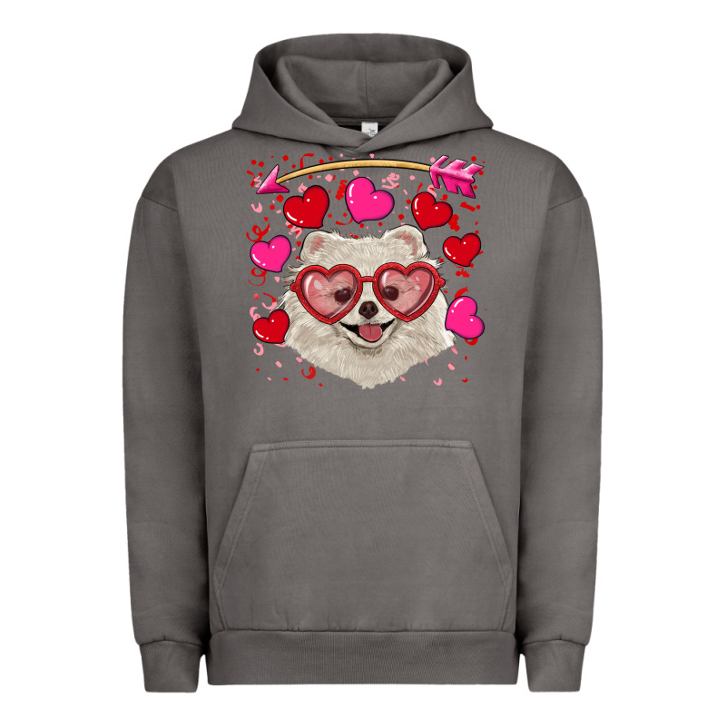 Valentine's Day White Pomeranian Urban Hoodie by RanaPortraitStore | Teevron