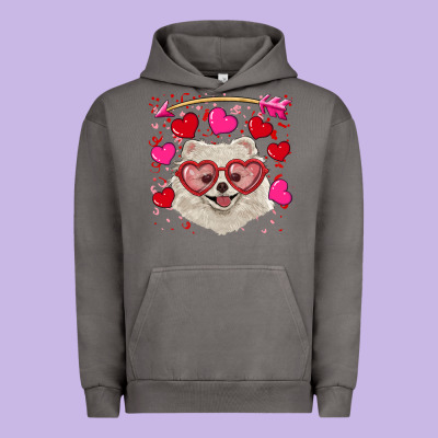 Urban Hoodie valentine's day white pomeranian