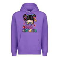 Purple hello third grade kid Premium Hoodie - texasbilliewilder
