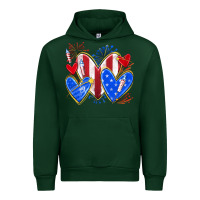 Forest Green 4th of july hearts Urban Hoodie - texasbilliewilder