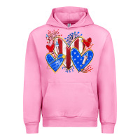 Fuchsia Pink 4th of july hearts Urban Hoodie - texasbilliewilder
