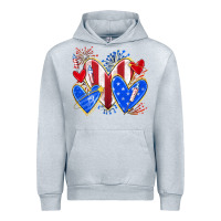 Heather Grey 4th of july hearts Urban Hoodie - texasbilliewilder