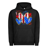 Pigment Black 4th of july hearts Urban Hoodie - texasbilliewilder