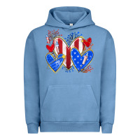 Pigment Pebble Blue 4th of july hearts Urban Hoodie - texasbilliewilder