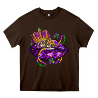 Chocolate Brown mardi gras lips Heavy Core Tee - LillyAllenDesigns