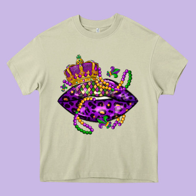 Mardi Gras Lips Heavy Core Tee Designed By Lillyallendesigns