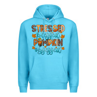 Ocean Blue stressed blessed pumpkin obsessed Premium Hoodie - Zillion Design Studio