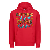 Red stressed blessed pumpkin obsessed Premium Hoodie - Zillion Design Studio