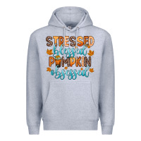 Heather Grey stressed blessed pumpkin obsessed Premium Hoodie - Zillion Design Studio