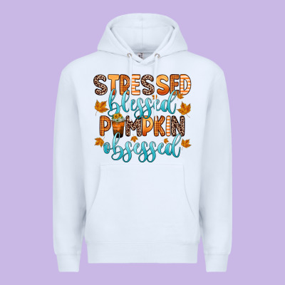 Stressed Blessed Pumpkin Obsessed Premium Hoodie Designed By Zillion Design Studio
