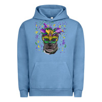 Pigment Pebble Blue mardi gras  mask pitbull Urban Hoodie - RanaPortraitStore