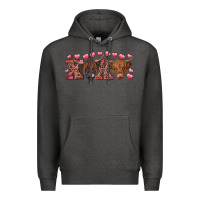 Charcoal Heather xoxo highland cows Premium Hoodie - RanaPortraitStore