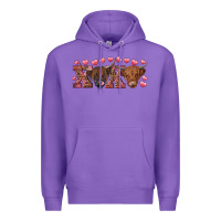 Purple xoxo highland cows Premium Hoodie - RanaPortraitStore