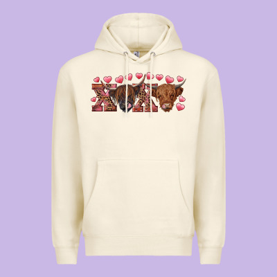 Xoxo Highland Cows Premium Hoodie Designed By Ranaportraitstore
