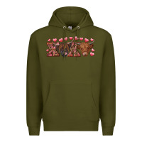 Army Green xoxo highland cows Premium Hoodie - RanaPortraitStore