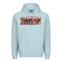 Blue Mist xoxo highland cows Premium Hoodie - RanaPortraitStore