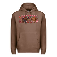 Chestnut xoxo highland cows Premium Hoodie - RanaPortraitStore