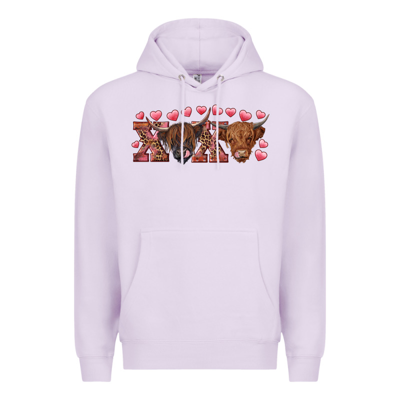 Xoxo Highland Cows Premium Hoodie by RanaPortraitStore | Teevron