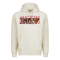 Oatmeal Heather xoxo highland cows Premium Hoodie - RanaPortraitStore