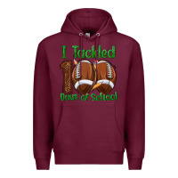 Burgundy i tackled 100 days of school football Premium Hoodie - texasbilliewilder