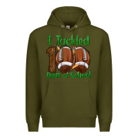 Army Green i tackled 100 days of school football Premium Hoodie - texasbilliewilder
