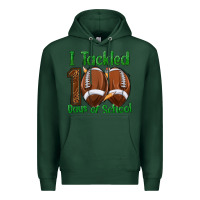 Sports Green i tackled 100 days of school football Premium Hoodie - texasbilliewilder